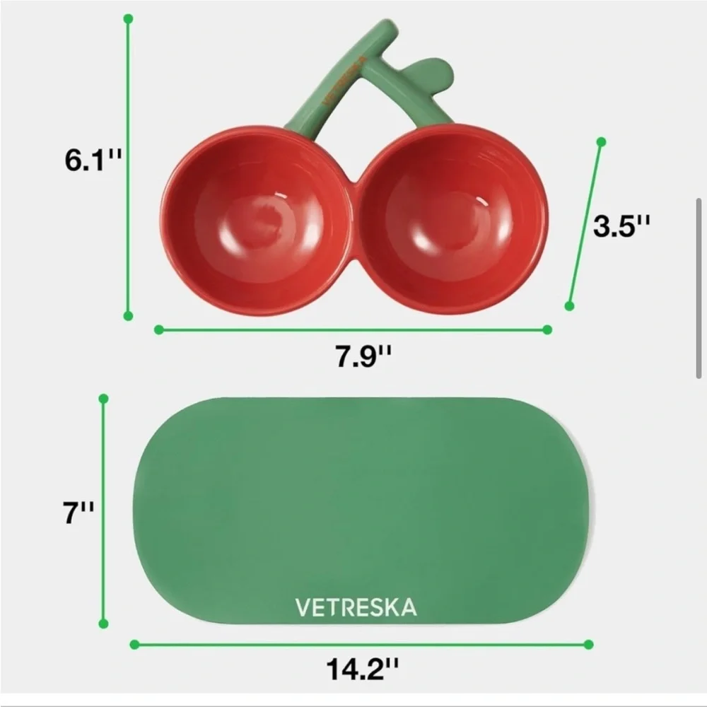 VETRESKA Cherry Cat Food Bowls